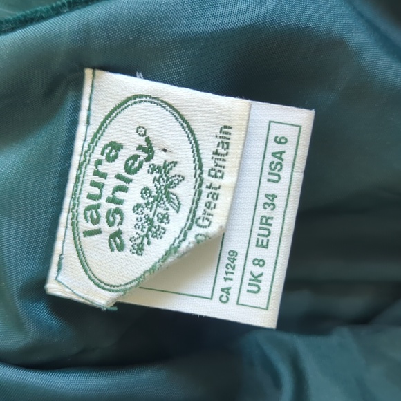 Vintage Green Velvet Laura Ashley Midi Wrap Dress - Picture 9 of 9